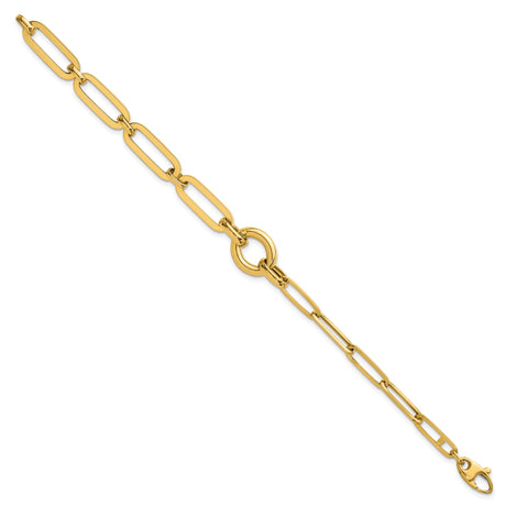 14K Yellow Gold 12 mm Paperclip Chain Bracelet, Polished