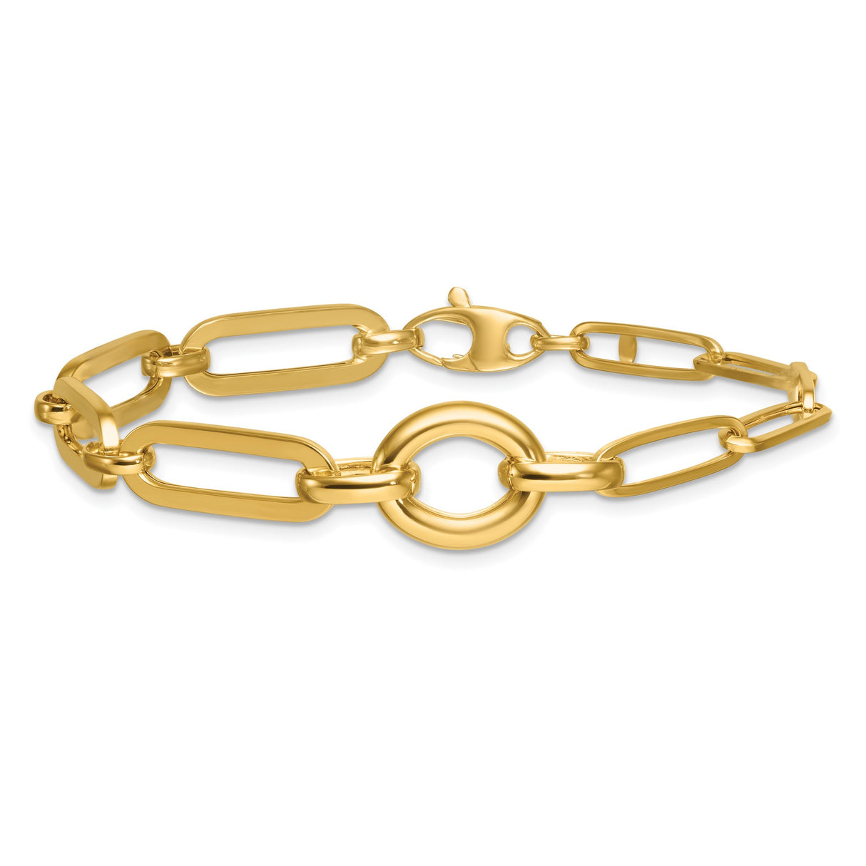 14K Yellow Gold 12 mm Paperclip Chain Bracelet, Polished alternate angle