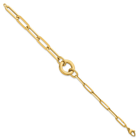 14K Yellow Gold 7.4 mm Paperclip Chain Bracelet
