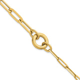 14K Yellow Gold 7.4 mm Paperclip Chain Bracelet shown for scale