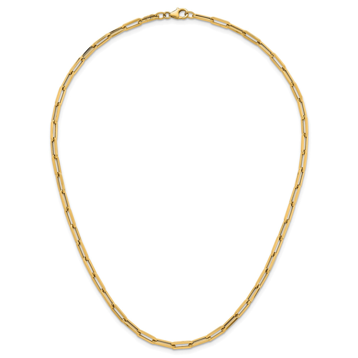 14K Yellow Gold 3.7 mm Paperclip Chain Necklace, Polished alternate angle