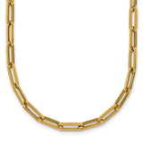 14K Yellow Gold 3.7 mm Paperclip Chain Necklace, Polished detail view