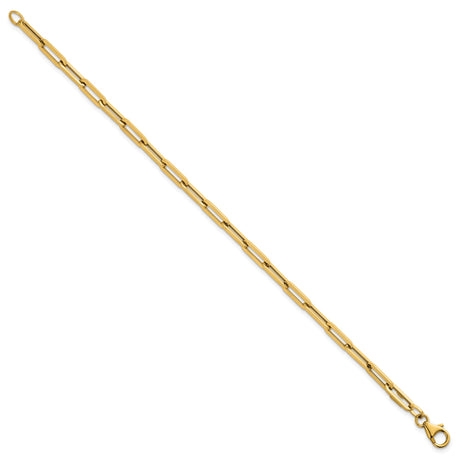 14K Yellow Gold 3.7 mm Paperclip Chain Bracelet, Polished