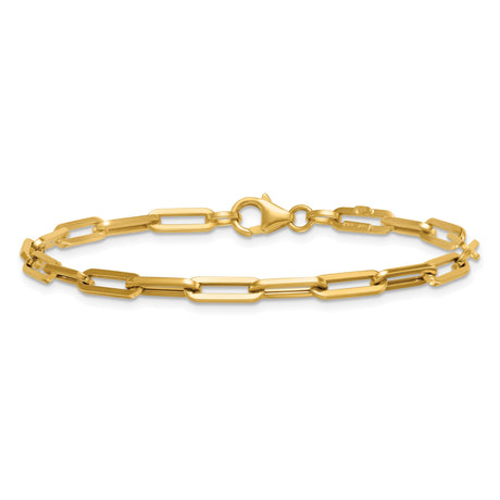 14K Yellow Gold 3.7 mm Paperclip Chain Bracelet, Polished alternate angle