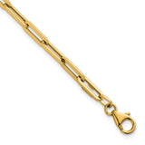14K Yellow Gold 3.7 mm Paperclip Chain Bracelet, Polished detail view