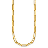 14K Yellow Gold 7 mm Paperclip Chain Necklace, Polished