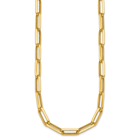 14K Yellow Gold 7 mm Paperclip Chain Necklace, Polished
