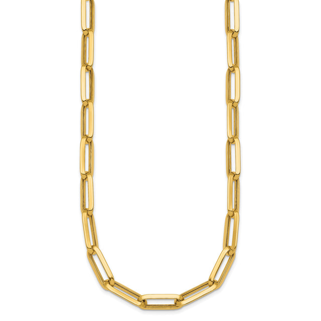 14K Yellow Gold 7 mm Paperclip Chain Necklace, Polished