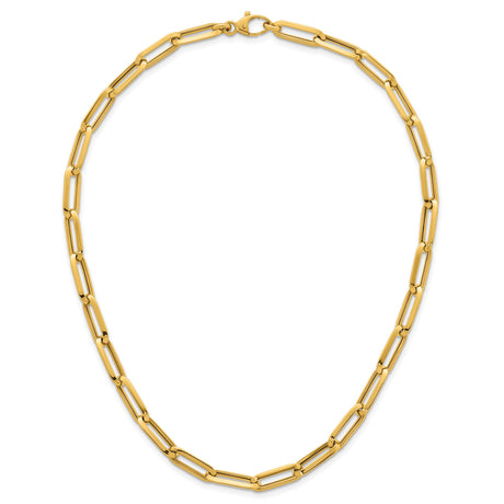 14K Yellow Gold 7 mm Paperclip Chain Necklace, Polished alternate angle