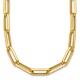 14K Yellow Gold 7 mm Paperclip Chain Necklace, Polished detail view