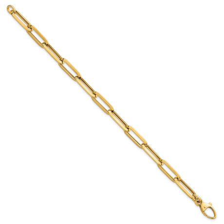 14K Yellow Gold 7 mm Paperclip Chain Bracelet, Polished