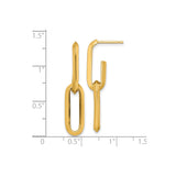 14k Yellow Gold Paperclip Chain Dangle Earrings, Modern Minimalist Drop Design for Women