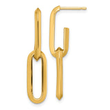 14k Yellow Gold Paperclip Chain Dangle Earrings, Modern Minimalist Drop Design for Women
