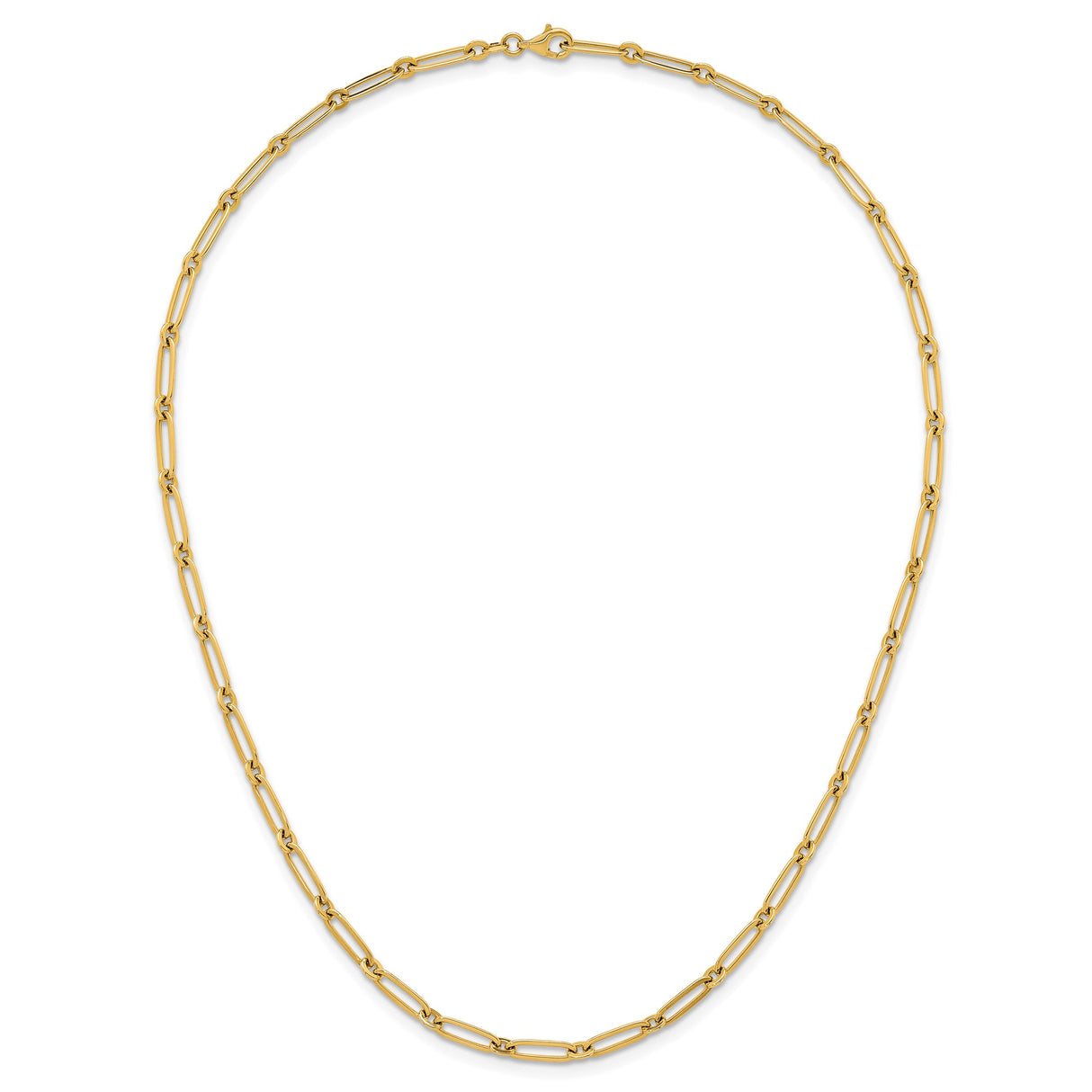 14K Yellow Gold 3.75 mm Paperclip Chain Necklace, Polished alternate angle