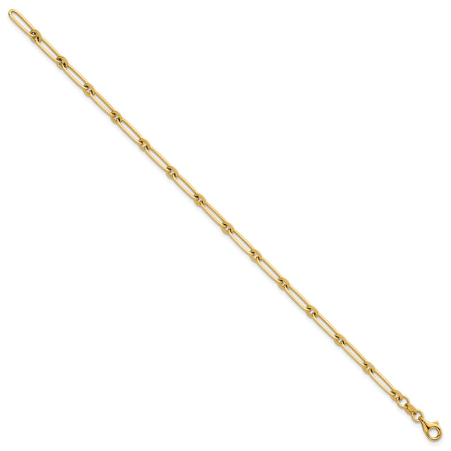14K Yellow Gold 3.75 mm Paperclip Chain Bracelet, Polished