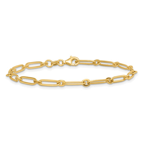 14K Yellow Gold 3.75 mm Paperclip Chain Bracelet, Polished alternate angle