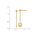 14k Yellow Gold Dangle Earrings with Chain Drop and Polished Star in Circle Design