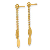 14k Yellow Gold Drop Earrings, Marquise Chain Dangle Design, Modern Minimalist Style for Women