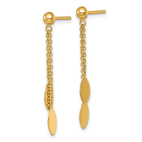 14k Yellow Gold Drop Earrings, Marquise Chain Dangle Design, Modern Minimalist Style for Women