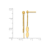 14k Yellow Gold Drop Earrings, Marquise Chain Dangle Design, Modern Minimalist Style for Women