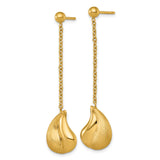 14k Yellow Gold Dangle Earrings with Asymmetric Teardrop and Abstract Fluid Design