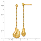 14k Yellow Gold Dangle Earrings with Asymmetric Teardrop and Abstract Fluid Design