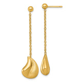 14k Yellow Gold Dangle Earrings with Asymmetric Teardrop and Abstract Fluid Design