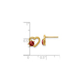 14k Yellow Gold Heart Stud Earrings with Red Enamel Ladybug Design for Women or Girls