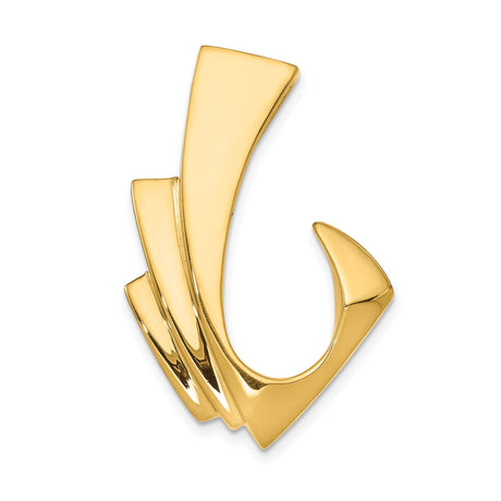 14k Yellow Gold Pendant with Abstract Flowing Sculptural Design, Minimalist Modern Style