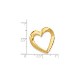 14k Yellow Gold Open Heart Pendant, Smooth Modern Design, Lightweight Minimalist Charm for Women
