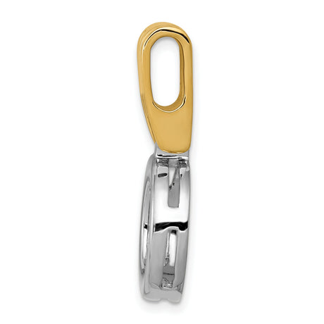 14k Two-Tone Gold Pendant, Open Circle Charm with Yellow Gold Bail, Polished Modern Design
