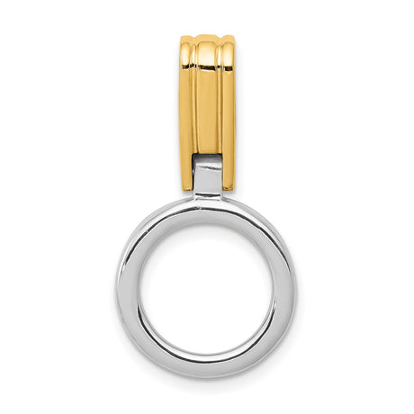 14k Two-Tone Gold Pendant, Open Circle Charm with Yellow Gold Bail, Polished Modern Design