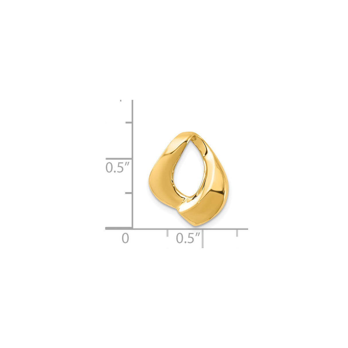 14k Yellow Gold Pendant, Abstract Teardrop with Sculptural Lines and High-Polish Finish