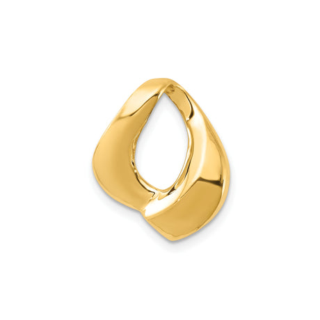 14k Yellow Gold Pendant, Abstract Teardrop with Sculptural Lines and High-Polish Finish