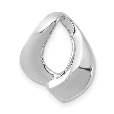 14k White Gold Open Teardrop Pendant, Modern Minimalist Abstract Design for Women