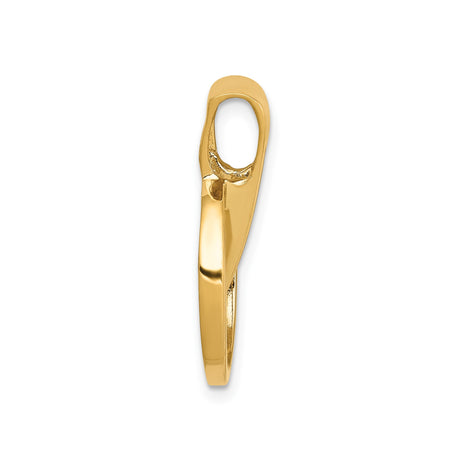 14k Yellow Gold Pendant, Open Circle with Downward Spike, Modern Geometric Unisex Design