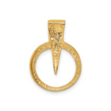 14k Yellow Gold Pendant, Open Circle with Downward Spike, Modern Geometric Unisex Design