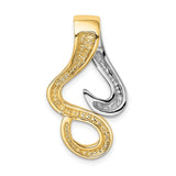 14k Two-Tone Gold Pendant with Abstract Fish Hook Design, Nautical Hawaiian Charm