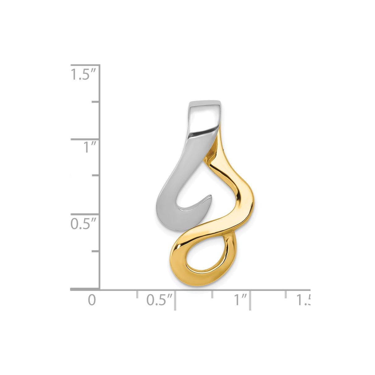 14k Two-Tone Gold Pendant with Abstract Fish Hook Design, Nautical Hawaiian Charm