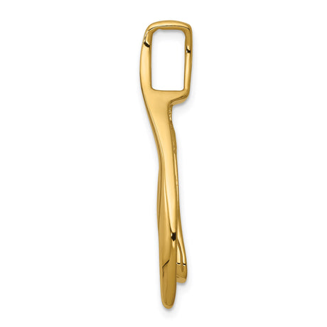 14k Yellow Gold Shin Pendant, Hebrew Letter Jewish Charm for Men and Women