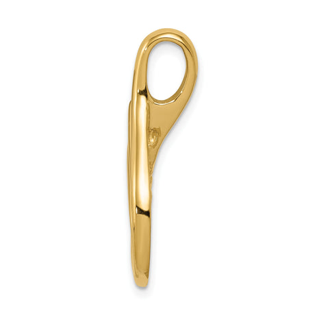 14k Yellow Gold Flame Pendant, Abstract Teardrop Design Symbolizing Passion and Strength