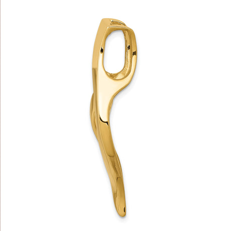 14k Yellow Gold Pendant with Abstract Flame Ribbon Design, Symbol of Passion and Faith for Women