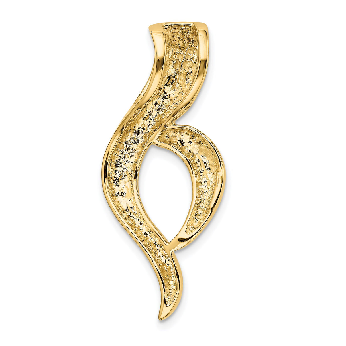 14k Yellow Gold Pendant with Abstract Flame Ribbon Design, Symbol of Passion and Faith for Women