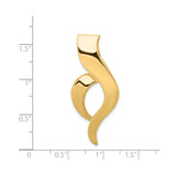 14k Yellow Gold Pendant with Abstract Flame Ribbon Design, Symbol of Passion and Faith for Women