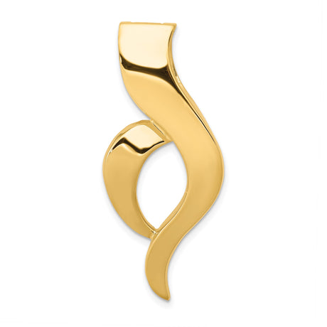 14k Yellow Gold Pendant with Abstract Flame Ribbon Design, Symbol of Passion and Faith for Women