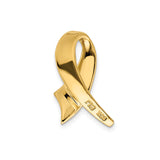 14k Yellow Gold Awareness Ribbon Pendant, Minimalist Symbolic Charm for Support and Hope