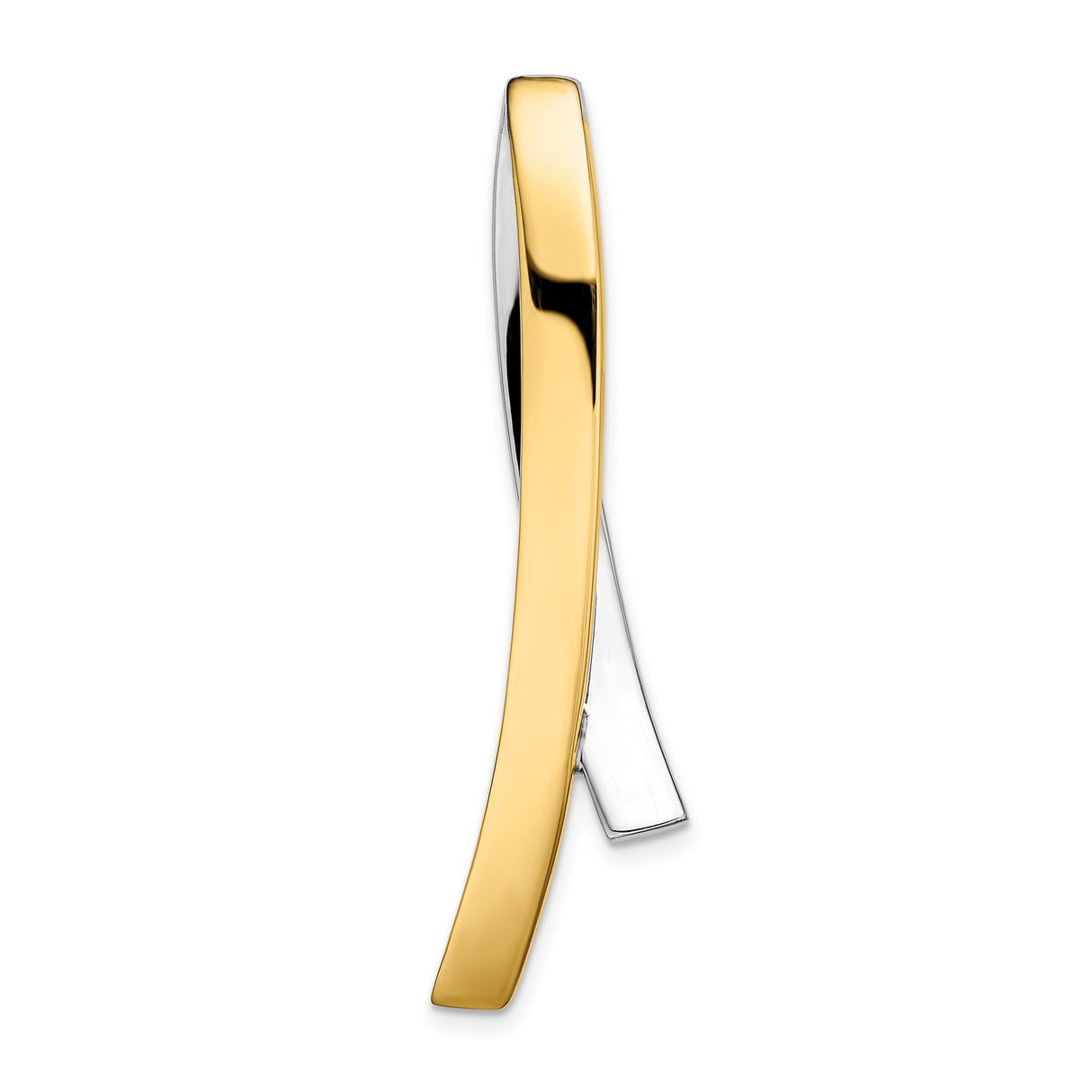 14k Two-Tone Gold Awareness Ribbon Pendant, White and Yellow Gold Symbolic Design
