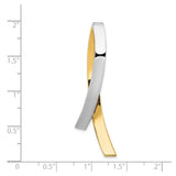 14k Two-Tone Gold Awareness Ribbon Pendant, White and Yellow Gold Symbolic Design