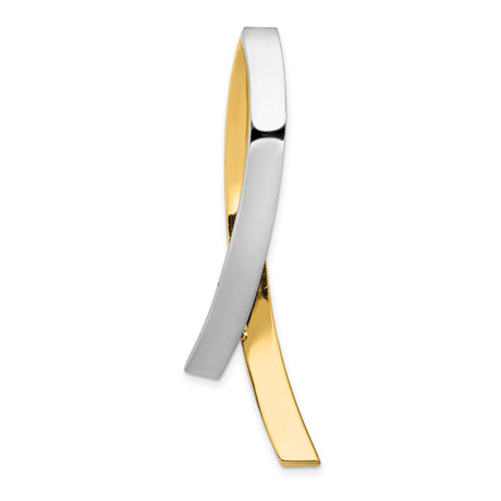 14k Two-Tone Gold Awareness Ribbon Pendant, White and Yellow Gold Symbolic Design
