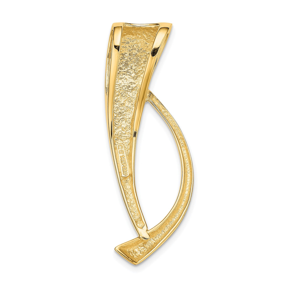 14k Yellow Gold Ichthys Fish Pendant, Polished Christian Symbol for Women